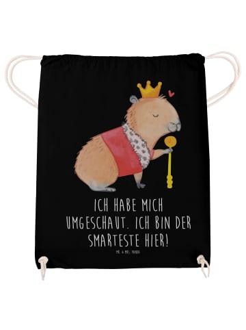 Mr. & Mrs. Panda Sportbeutel Capybara König mit Spruch in Schwarz