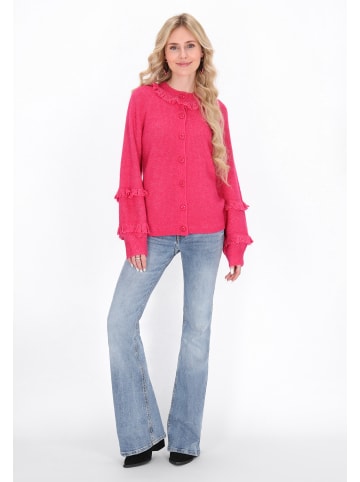 IZIA Women Cardigan in fuchsia melange