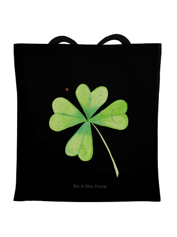 Mr. & Mrs. Panda Tote Bag Blume Kleeblatt ohne Spruch in Schwarz