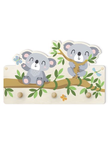 WALLART Kindergarderobe Holz - Koala Set in Grau