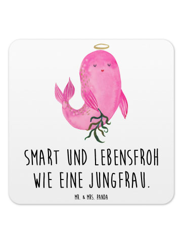 Mr. & Mrs. Panda Untersetzer Sternzeichen Jungfrau mit Spruch in Weiß