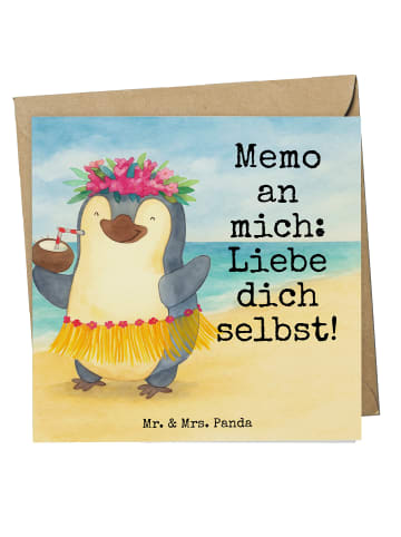 Mr. & Mrs. Panda Glückwunschkarte Pinguin Kokosnuss Design mit S... in Weiß