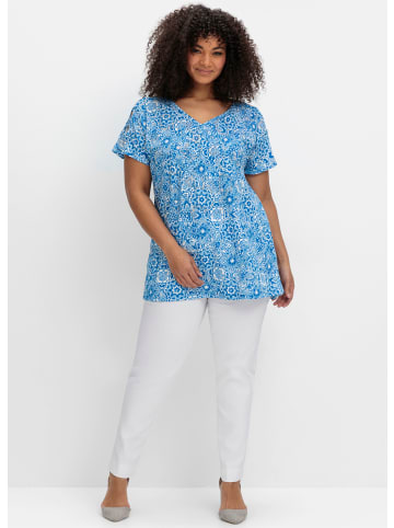 sheego Shirt in kobalt-gemustert