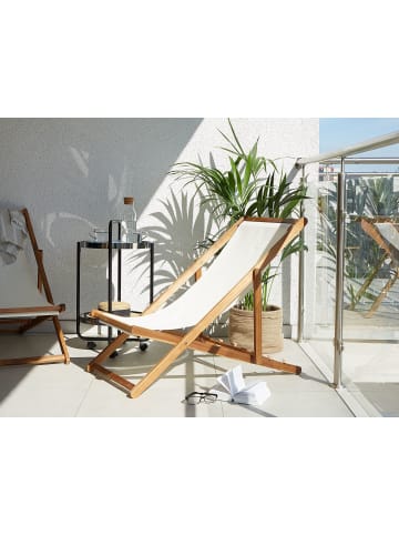 Beliani Gartenliege ANZIO in Weiß/Braun - (W) 54 x (H) 70 x (L) 97 cm