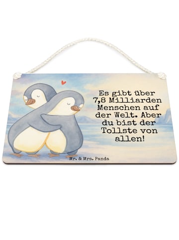 Mr. & Mrs. Panda Deko Schild Pinguine Kuscheln Design mit Spruch in Weiß