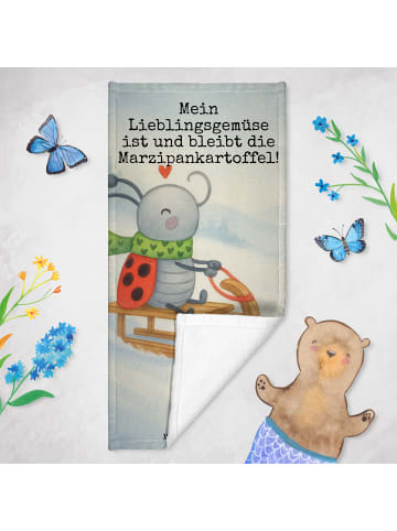 Mr. & Mrs. Panda Handtuch Smörle Rodeln Design mit Spruch in Eisblau