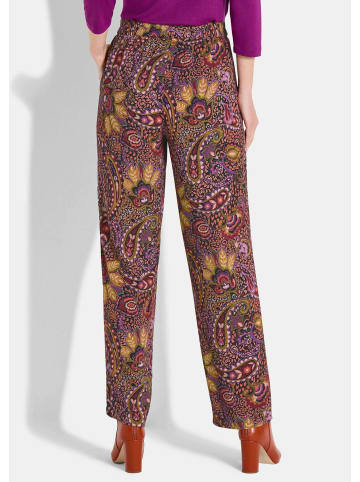 GOLDNER Luftige Viskosehose mit Paisley-Muster in orange / schwarz / gemustert