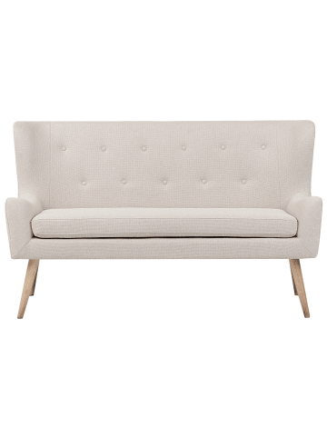Beliani 2-Sitzer Sofa SKIBBY in Beige/Heller Holzfarbton - (W) 160 x (H) 95 x (L) 60 cm