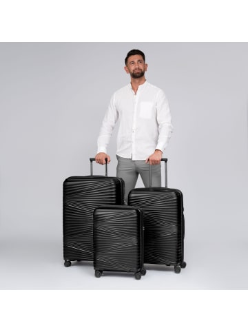 Pactastic Collection 02 THE THREE SET 4 Rollen Kofferset 3-teilig in black metallic