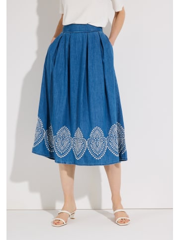 More & More softer Midi-Jeansrock, bestickt in denim