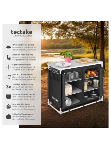 tectake Campingschrank Deluxe mit Aluminiumgestell und 6 Fächern  97 x 47,5 x 78 cm, sch