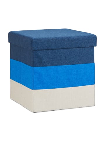 relaxdays Hocker in Blau/Weiß - (B)38 x (H)38 x (T)38 cm