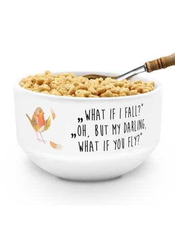 Mr. & Mrs. Panda schale Rotkehlchen Federn mit Spruch in Weiß