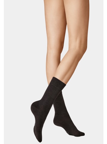 Kunert Socken Soft Wool Cotton druckfreier Bund in Brown-mel.