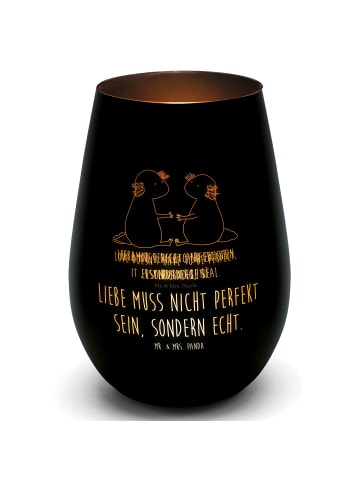 Mr. & Mrs. Panda Teelichthalter Axolotl Liebe mit Spruch in Schwarz