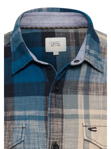 Camel Active Lässiges Langarmhemd aus reiner Baumwolle in Blau