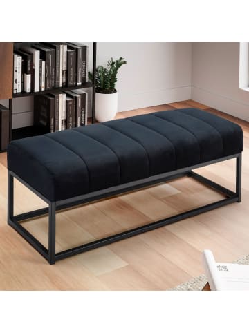 KADIMA DESIGN Sitzbank Samt 108x40x40 cm Flur Polsterbank mit Metallgestell in Schwarz