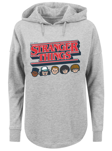F4NT4STIC Oversized Hoodie Stranger Things Caricature Logo Netflix TV Series in grau