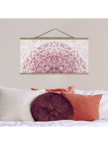 WALLART Stoffbild - Mandala Aquarellornament halbkreis rot in Rosa