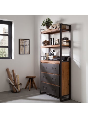 home24 Regal MANCHESTER 2 Fächer 3 Schubladen in Akazie