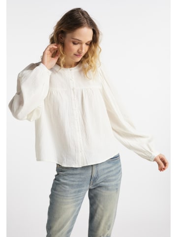 DreiMaster Damen Bluse Aus Baumwollmusselin in Wollweiss