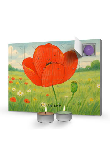 Mr. & Mrs. Panda Adventskalender Blume Mohnblume Design ohne Spruch in Weiß