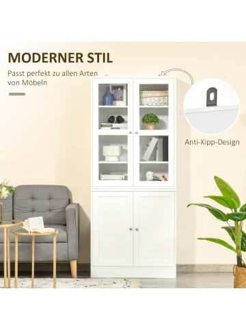 HOMCOM Bücherschrank-76L  x 40B x 178,5H cm-Weiß