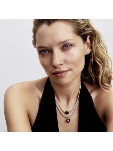 Pandora Silber Charm-Anhänger Mattschwarzes Keramik Herz-Schloss