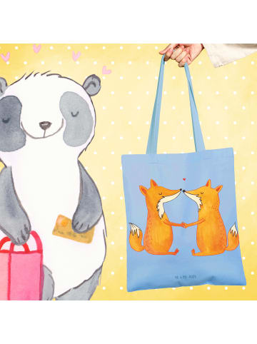 Mr. & Mrs. Panda Jutetasche Füchse Liebe ohne Spruch in Sky Blue