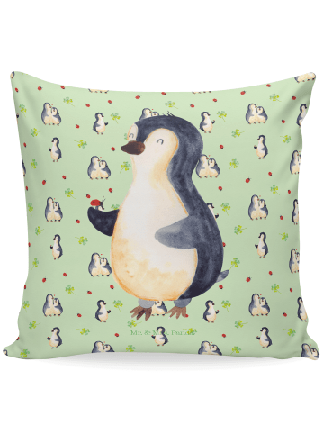 Mr. & Mrs. Panda kissen bedruckt Pinguin Marienkäfer ohne Spruch in Grün