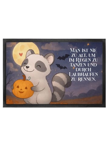 Mr. & Mrs. Panda Fussmatte Waschbär Kürbis Design mit Spruch in Weiß