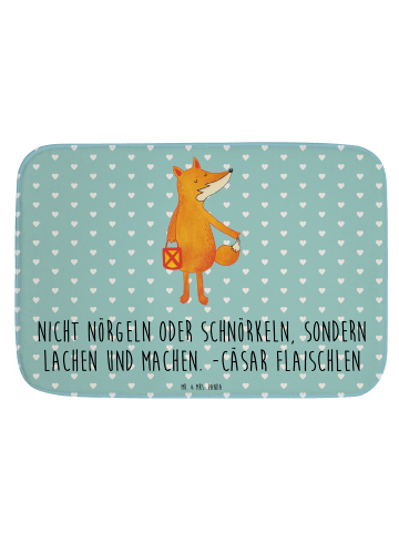 Mr. & Mrs. Panda Badezimmerteppich Fuchs Laterne mit Spruch in Türkis Pastell