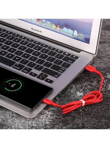 Platyne USB-Ladekabel USB-C / Samsung 1,50 Meter in Rot
