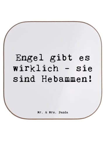 Mr. & Mrs. Panda Untersetzer Glas Spruch Hebamme Engel mit Spruch in Weiß