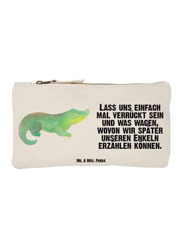 Mr. & Mrs. Panda Schminktasche Krokodil mit Spruch in Weiß