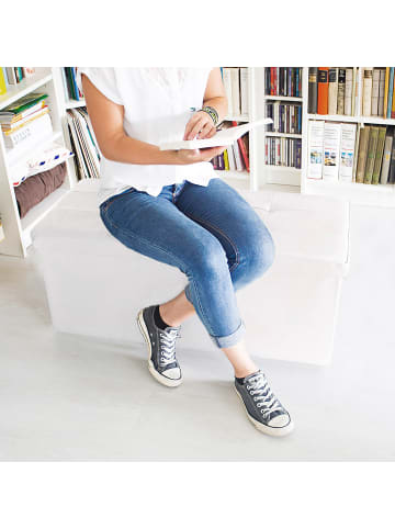relaxdays Sitzbank Stauraum in Weiß - (B)76 x (H)38 x (T)38 cm