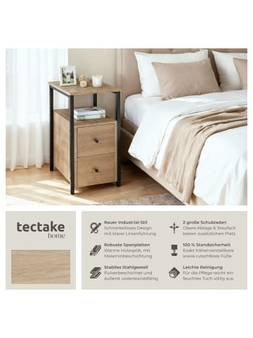 tectake Nachttisch Tullamore 30 x 49,5 x 61,5 cm, Industrial Holz hell, Eiche Sonoma