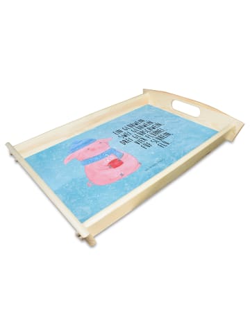 Mr. & Mrs. Panda Tablett Schweinchen Glühwein mit Spruch in Eisblau