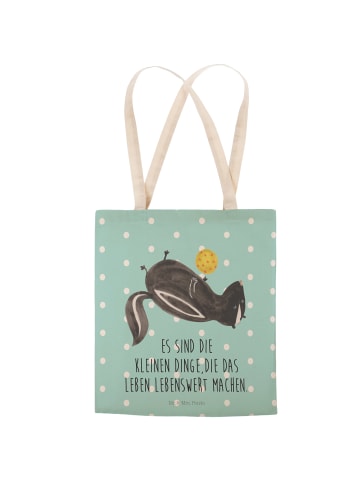 Mr. & Mrs. Panda shopping bag Stinktier Ball mit Spruch in Türkis Pastell