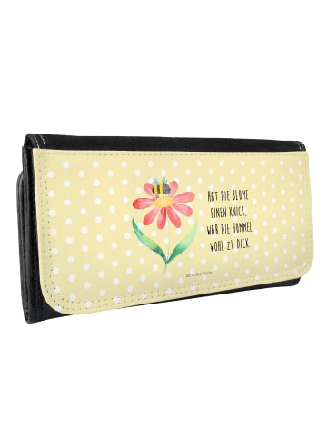 Mr. & Mrs. Panda Portemonnaie für Damen Hummel Blume mit Spruch in Gelb Pastell