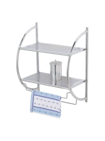 Wenko Exclusiv Wandregal - 2 Ablagen in Silbern, (B) 45 x (H) 55 x (L) 25 cm