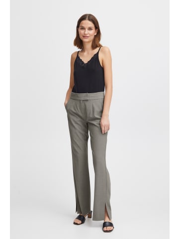 b. young BYDANTA STRAIGHT PANTS - HEAVY WOVEN Regular fit in Light Grey Melange