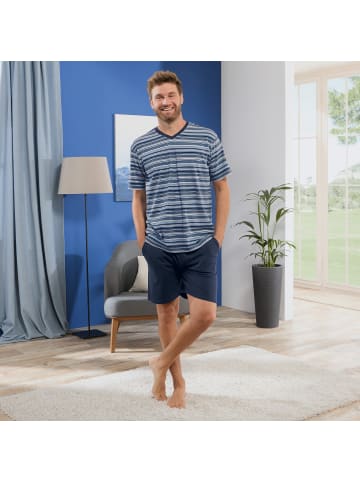 REDBEST Single-Jersey T-Shirt geringelt in jeansblau