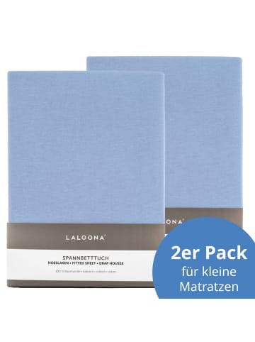 LaLoona Spannbetttuch 2er Pack für kleine Matratzen in blau