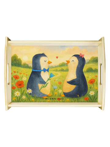 Mr. & Mrs. Panda Servierplatte Pinguin Pärchen Design ohne Spruch in Weiß