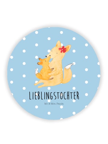 Mr. & Mrs. Panda Rund Magnet Fuchs Mama mit Spruch in Blau Pastell