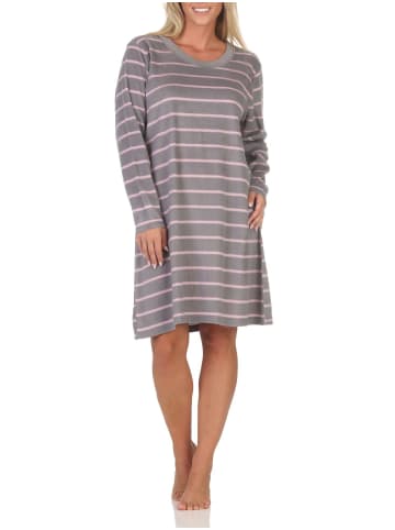NORMANN Fleece Nachthemd langarm - 88284 in grau