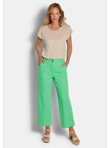 GOLDNER Denimhose Jerseyhose mit Biesen in grün