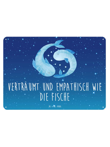 Mr. & Mrs. Panda Schild Sternzeichen Fische mit Spruch in Sternenhimmel Blau