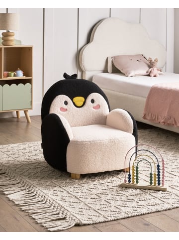 Beliani Kindersessel FYN in Schwarz/Weiß/Braun - (W) 50 x (H) 60 x (L) 55 cm